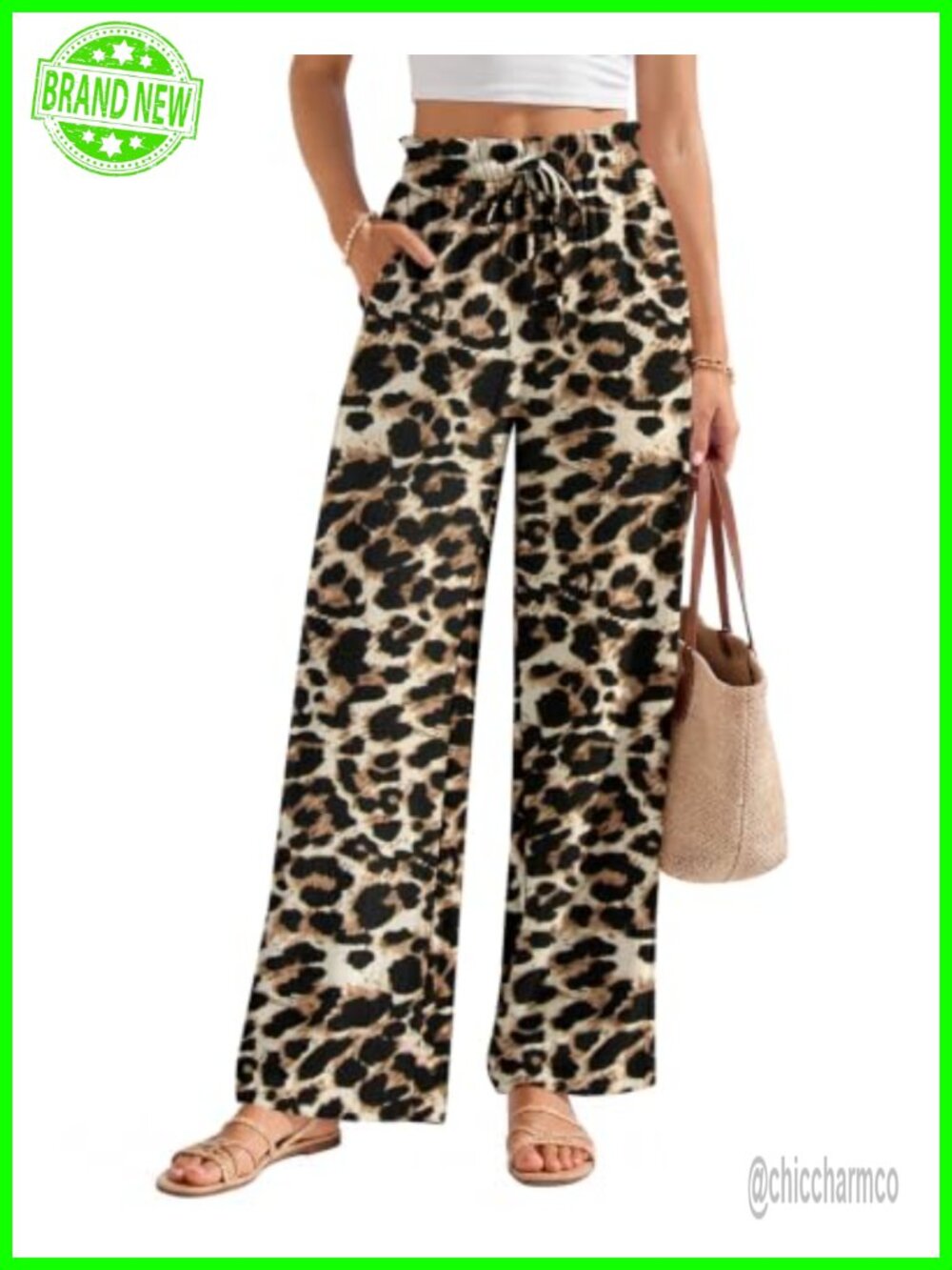 High Waist Wide Leg Faux Linen Pants with Pockets